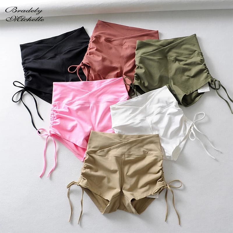 Drawstring Push-Up Short Legging in Black