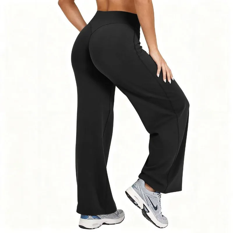 Wide-Leg Stretch Pant in Black