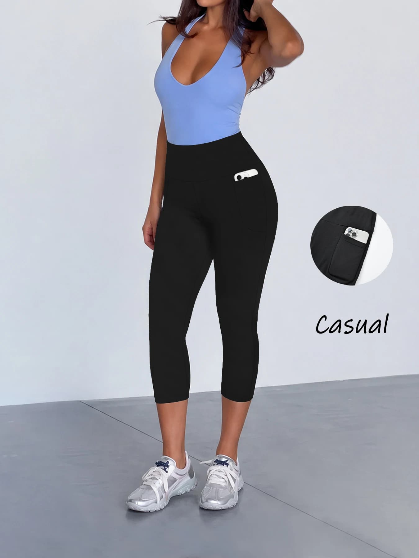 Super-Soft Pocket Capri Legging in Black