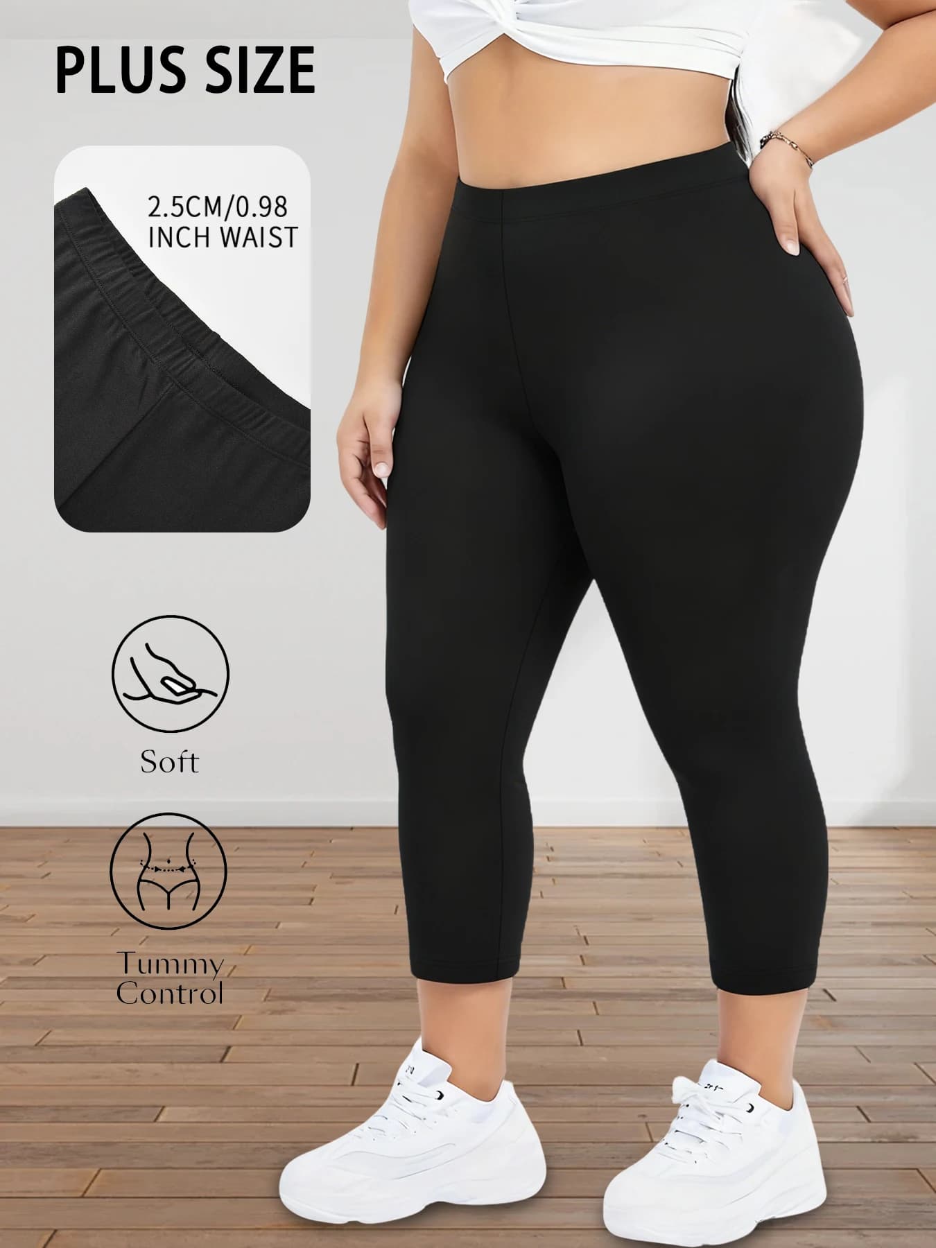 Plus Size Super-Soft Capri Legging in Black
