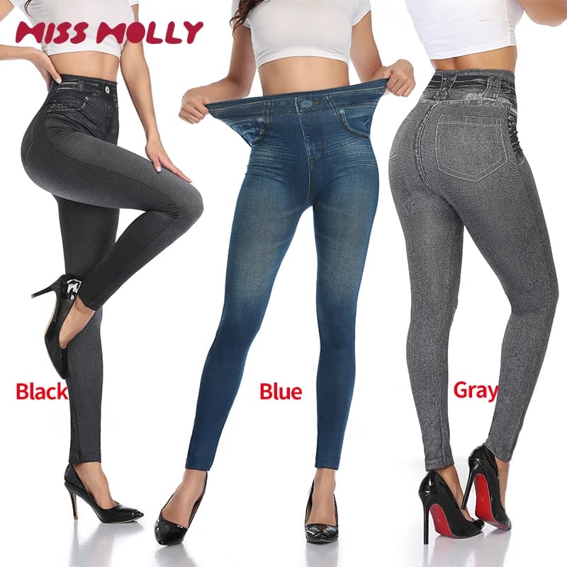 Faux Denim Shaping Legging in Black