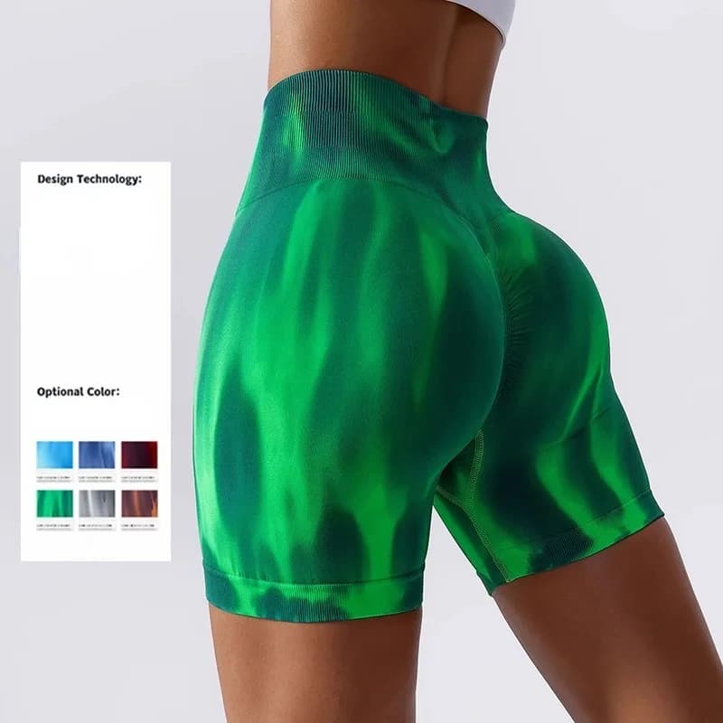Aurora Tie-Dye Legging Shorts in Green